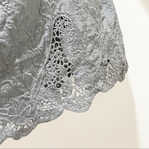 MATTA Gray Shift Dress Eyelet Sleeves And Hem - Picture 5 of 7